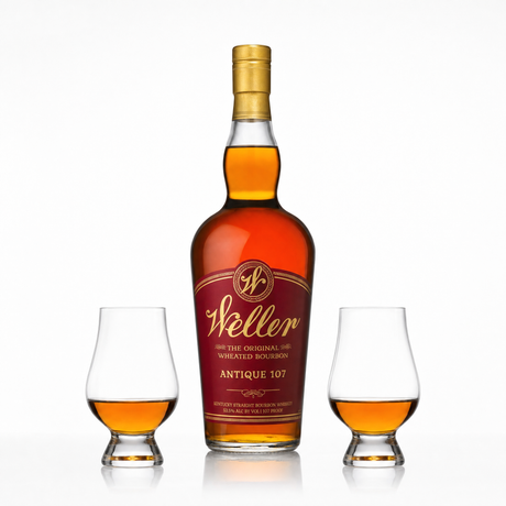 W.L. Weller Antique 107 Bourbon Gift Set with 2 Glencairn Glasses 750ml