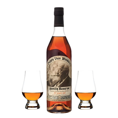 Pappy Van Winkle Family Reserve 15 Year Bourbon Whiskey Gift Set with 2 Glencairn Glasses 750ml – collector’s edition from Rare Bourbon Shop