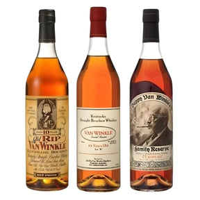 Pappy Van Winkle Starter Pack – Old Rip Van Winkle 10 Year, Van Winkle Special Reserve 12 Year Lot B & Pappy Van Winkle 15 Year, studio white background