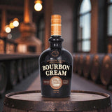 Buffalo Trace Bourbon Cream 750ml bottle photographed in a high-end distillery interior, showcasing premium bourbon cream whiskey