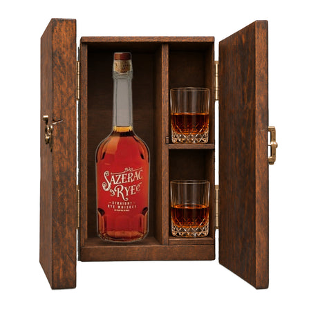 Sazerac Straight Rye Gift Set, Wooden Box & 2 Glasses 750ml