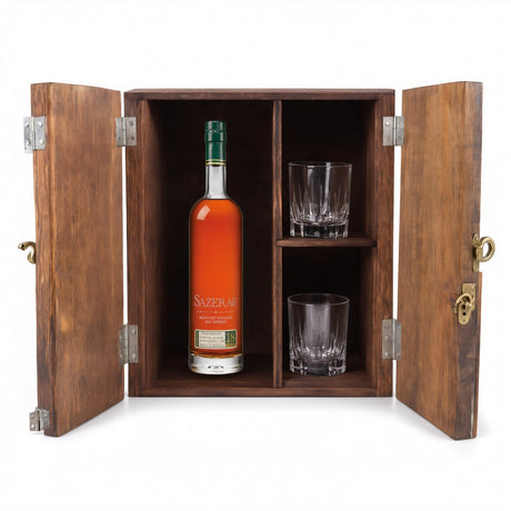 Sazerac 18 Year Gift Set with Wooden Box & 2 Crystal Glasses – 750ml