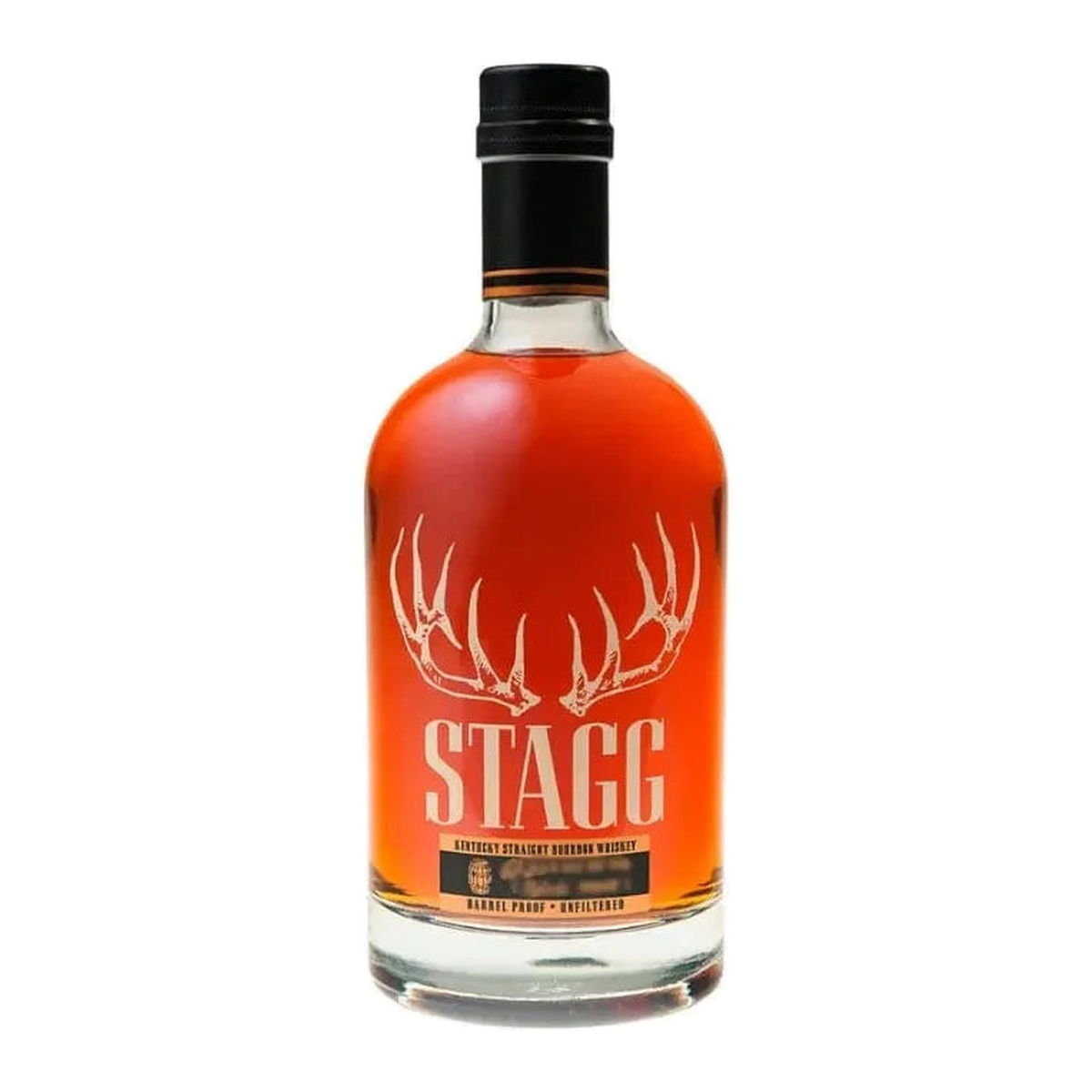 Front view of Stagg Batch 24D 127.4-proof Kentucky bourbon; chocolate, caramel, cherry and smoke.