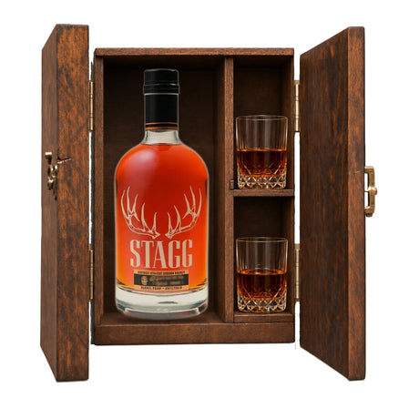 Stagg Bourbon Batch 24D Gift Set with Wooden Box & 2 Crystal Glasses – 750ml