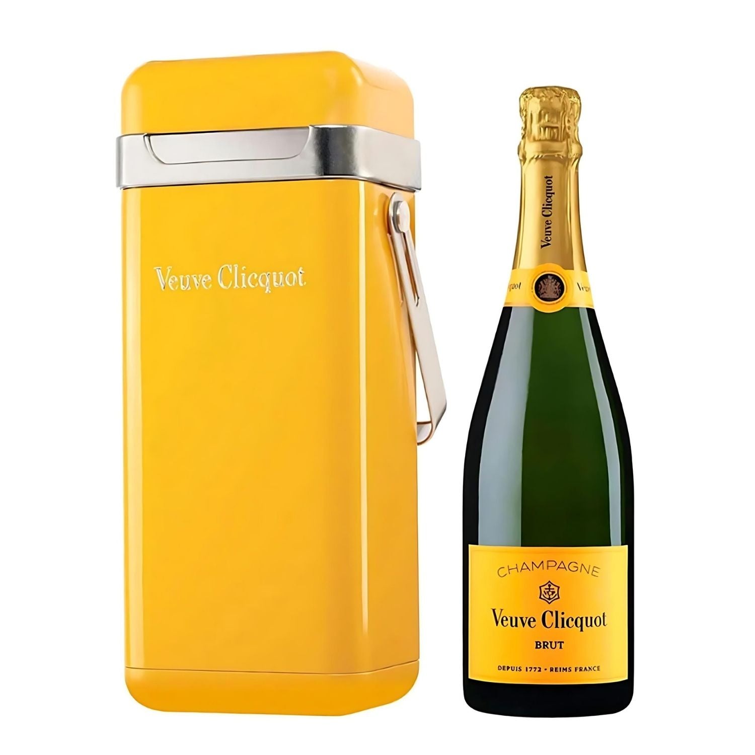 Veuve Clicquot Brut Yellow Label Champagne with yellow Clicquot cooler – exclusive limited edition gift set from Rare Bourbon Shop