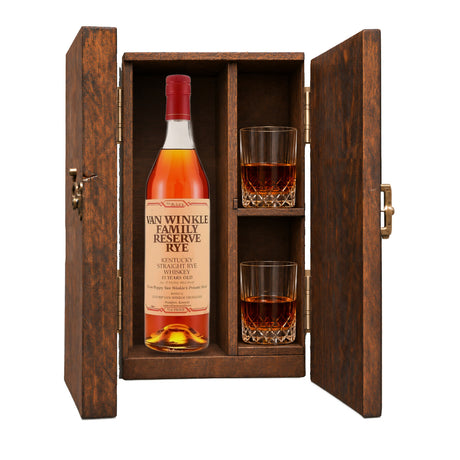 Van Winkle Family Reserve Rye 13 Year Gift Set with Wooden Box & 2 Crystal Glasses – 750ml