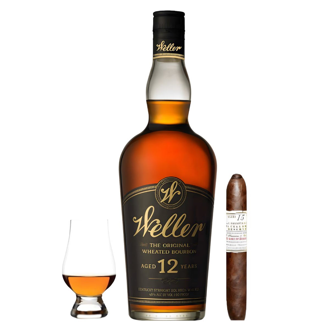 W.L. Weller 12 Year Bourbon Gift Set with Gurkha Cigar and Glencairn Glass 750ml