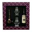 Purple Willett presentation box with a Willett bourbon and a Willett Family Estate rye 50ml bottle and two etched Willett tasting glasses.