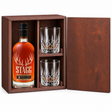 Stagg Bourbon Batch 25C 750ml in a mahogany wooden gift box with two crystal rocks glasses
