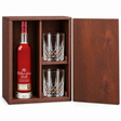 William Larue Weller 750ml in a mahogany wooden gift box with two crystal rocks glasses