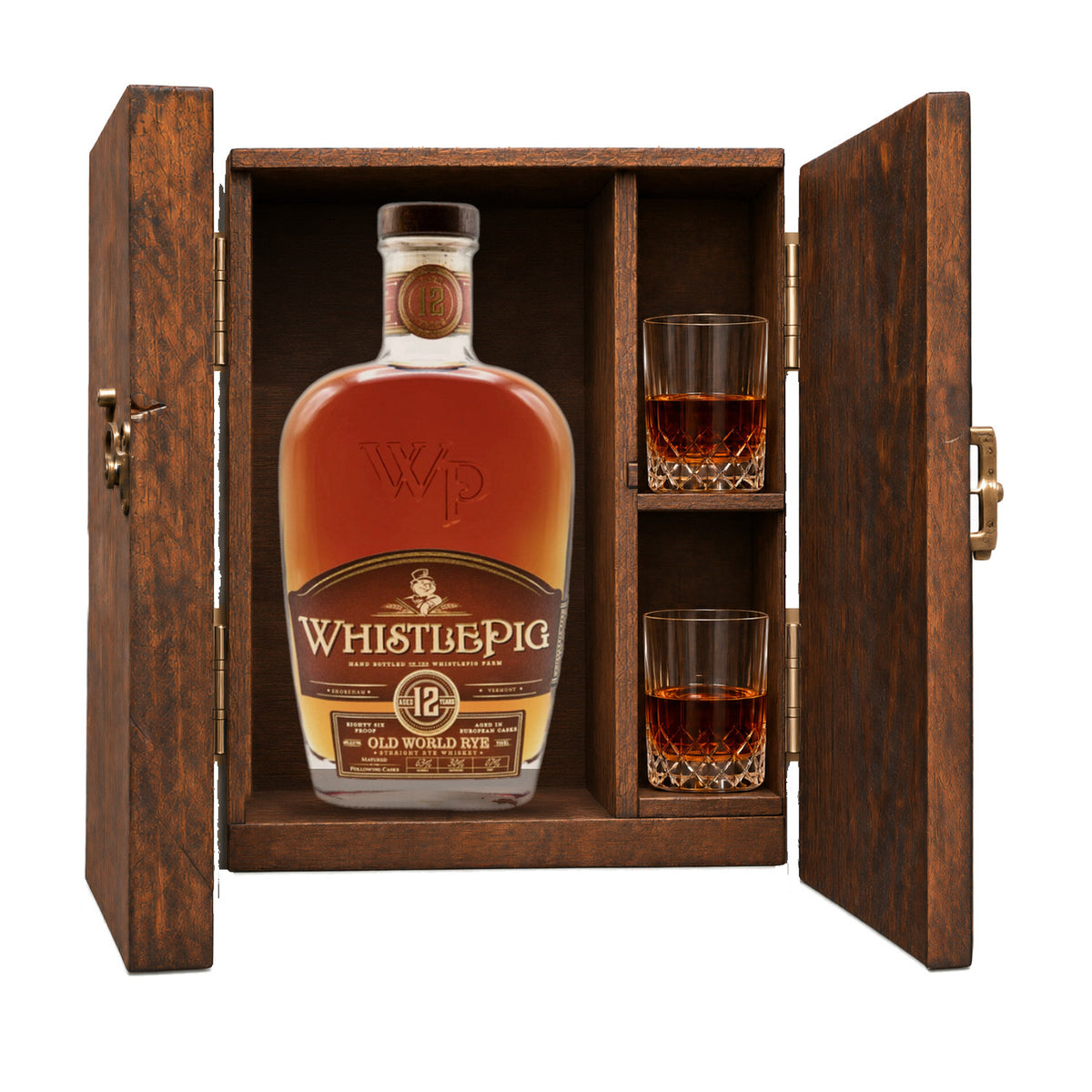 WhistlePig 12 Year Old World Rye Gift Set, Wooden Box & 2 Glasses 750ml