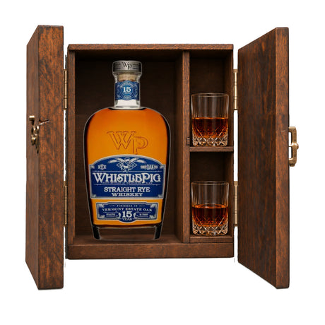 WhistlePig 15 Year Estate Oak Rye Gift Set, Wooden Box & 2 Glasses 750ml