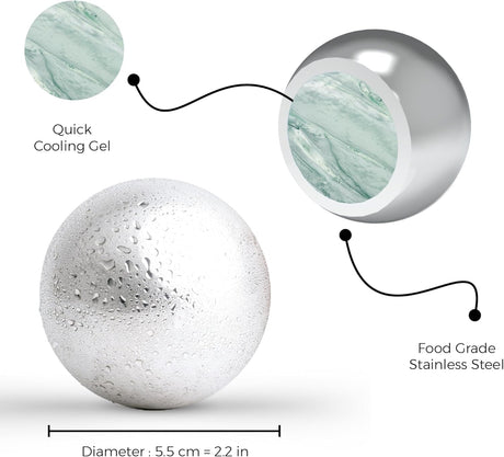 XXL Whiskey Chilling Balls – Set of 2 Stainless Steel Spheres with Freezer Tray (55mm)