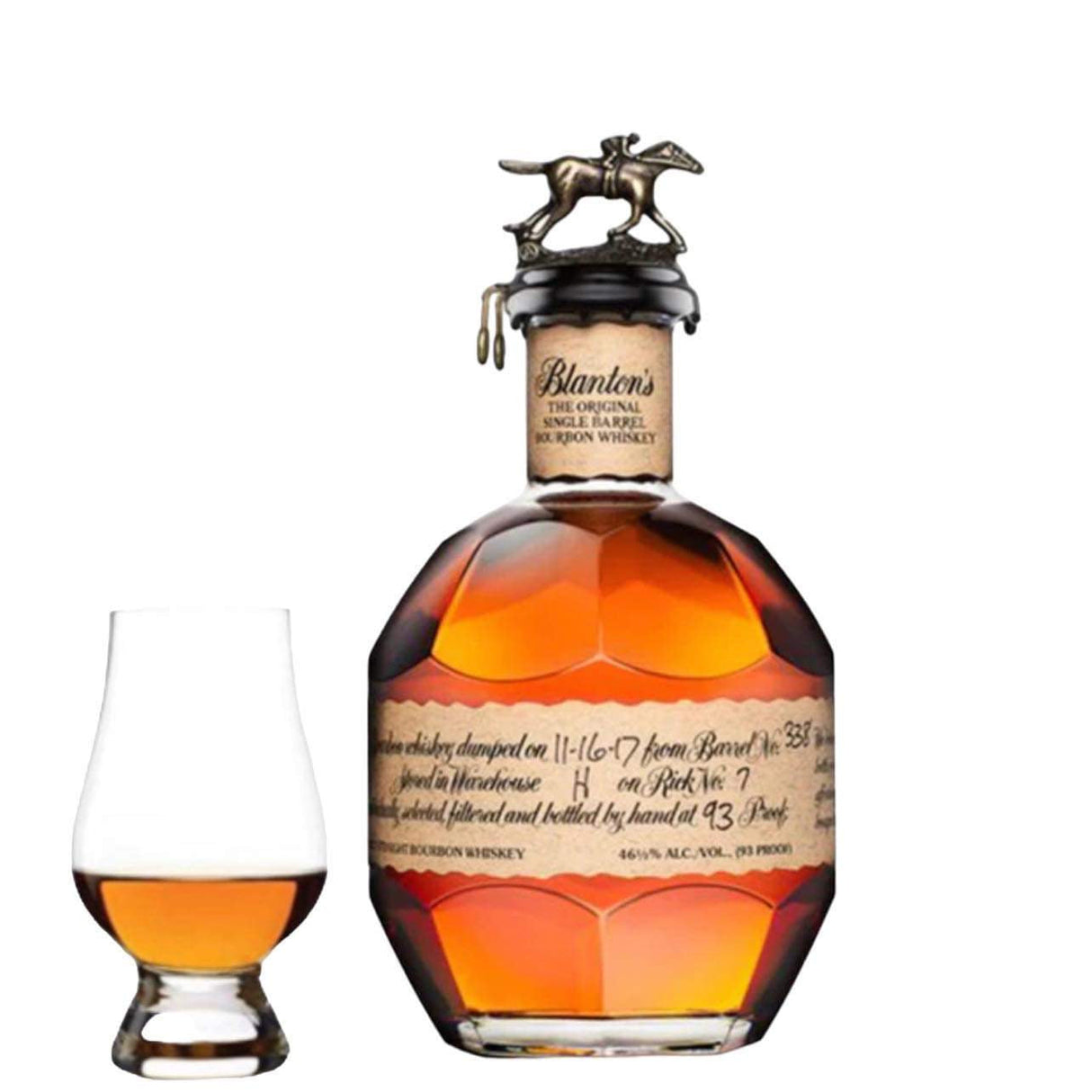 Blanton's Single Barrel Bourbon Whiskey 750ml Gift Bundle with Glencairn Glass
